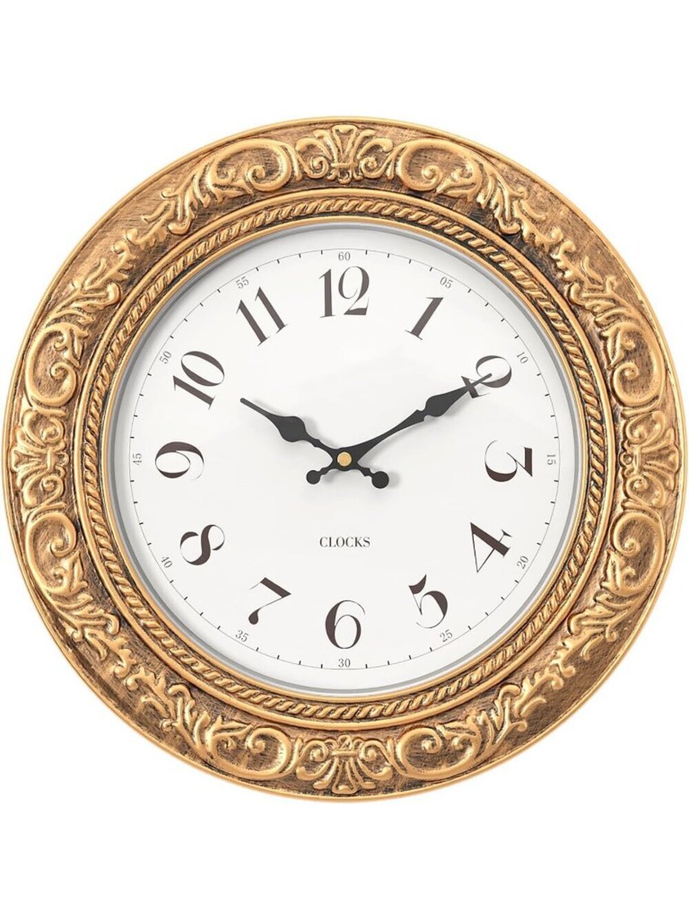 Home Gold Analog Quartz Battery Operated European Vintage Decorative Wall Clock
